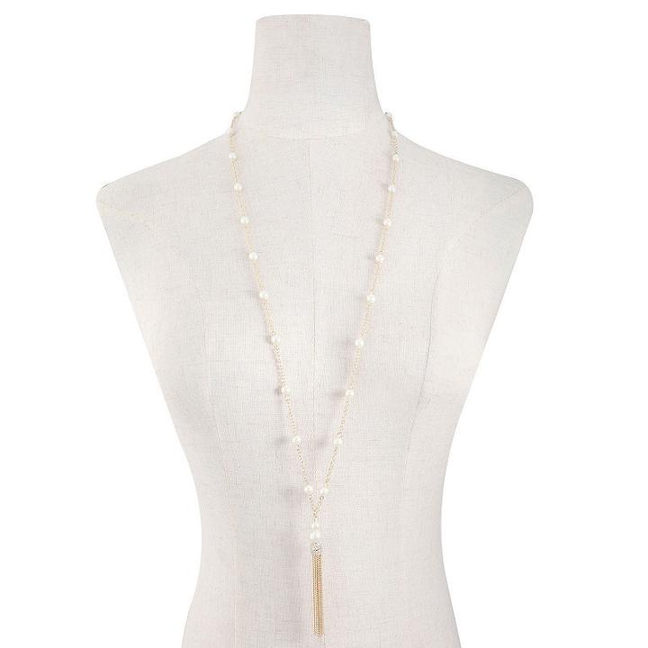 Monet Jewelry Womens White Simulated Pearls Pendant Necklace