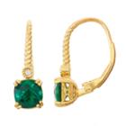 Lab-created Emerald & Diamond Accent 14k Gold Over Silver Leverback Earrings