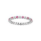 Personally Stackable Lab Created Ruby & Diamond-accent Eternity Ring In Sterling Silver
