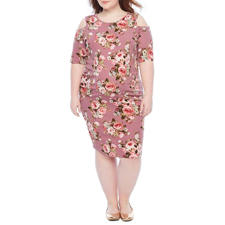 Planet Motherhood Elbow Sleeve Cold Shoulder Dress
