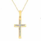 Womens 1/10 Ct. T.w. White Diamond Cross Pendant Necklace