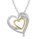Womens Diamond Accent White Diamond 14k Gold Over Silver Sterling Silver Heart Pendant Necklace