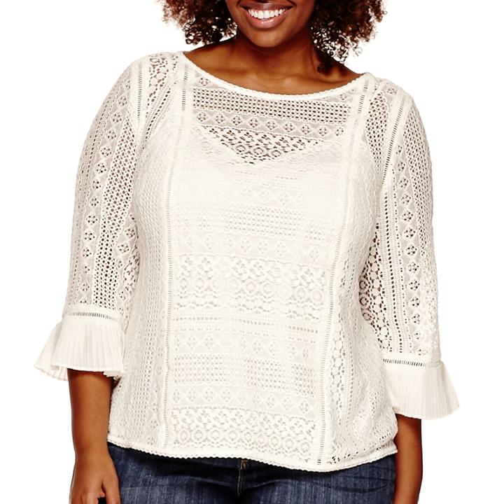 Stylus 3/4-sleeve Lace Blouse - Plus
