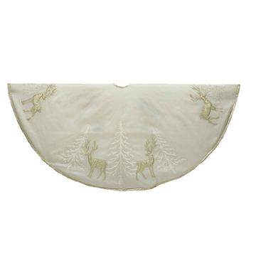 Kurt Adler 48 Gold Tree And Reindeer Applique Tree Skirt
