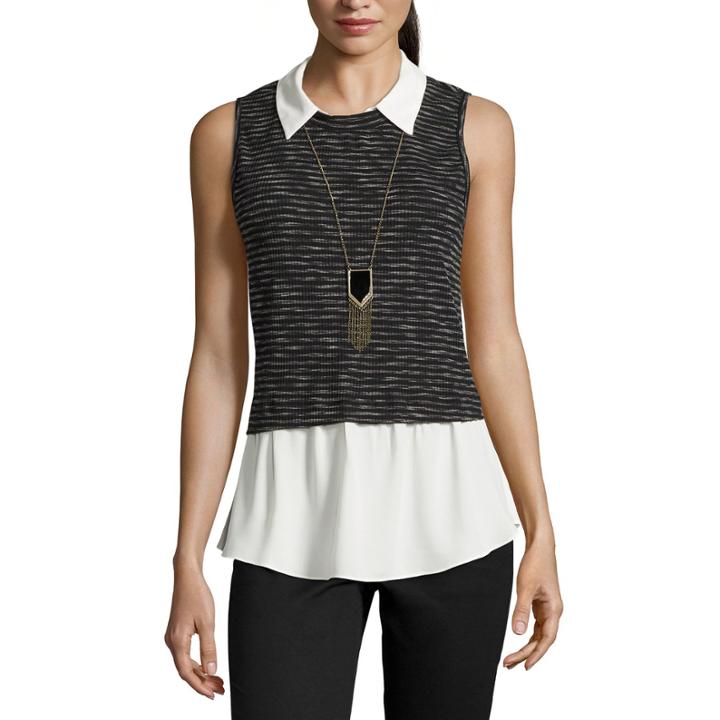 By & By Sleeveless Layered Top With Necklace - Juniors