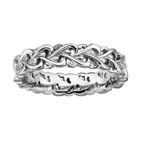 Personally Stackable Sterling Silver Intertwined Hearts Ring