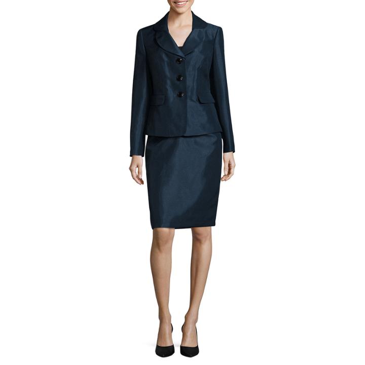 Le Suit Long Sleeve 3 Button Jacket Skirt Suit