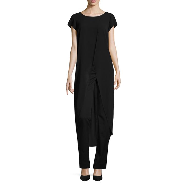 Worthington Short Sleeve Scoop Neck Woven Crossover Blouse