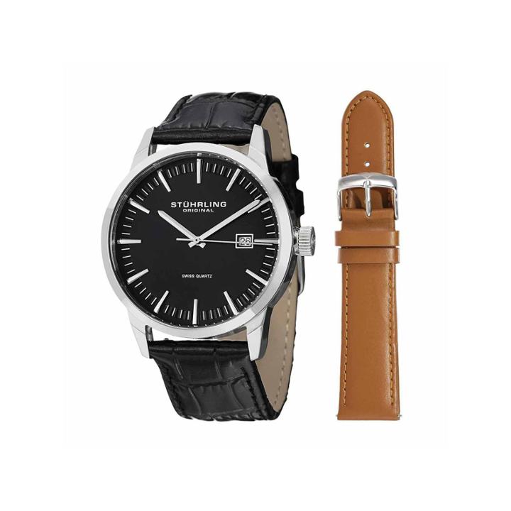 Stuhrling Mens Black Strap Watch-sp14355