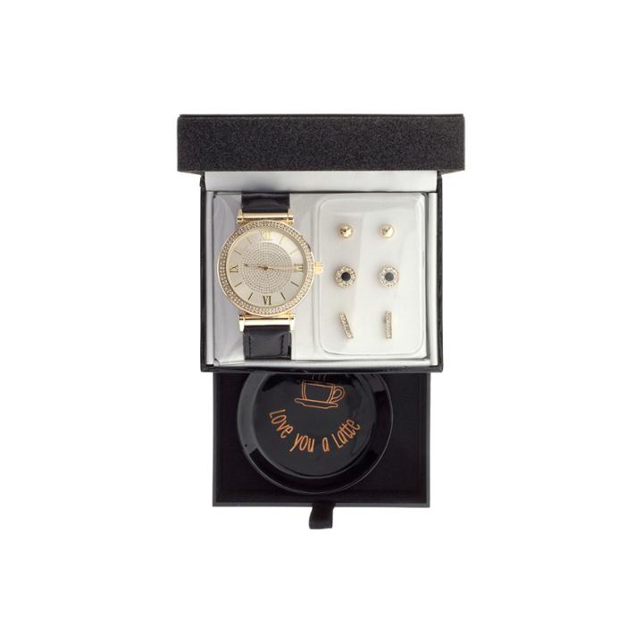Womens Black 8-pc. Watch Boxed Set-jcp3005jst