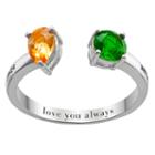 Personalized Womens Multi Color Crystal Sterling Silver Cocktail Ring