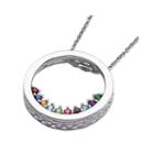 Personalized Family Birthstone Sterling Silver Circle Slider Pendant Necklace