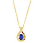 Personalized Womens Multi Color Multi Stone 14k Gold Pendant Necklace