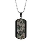 Mens Diamond-accent Stainless Steel Camouflage Dog Tag