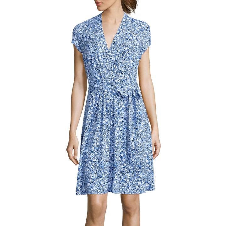 Liz Claiborne Cap-sleeve Wrap Dress