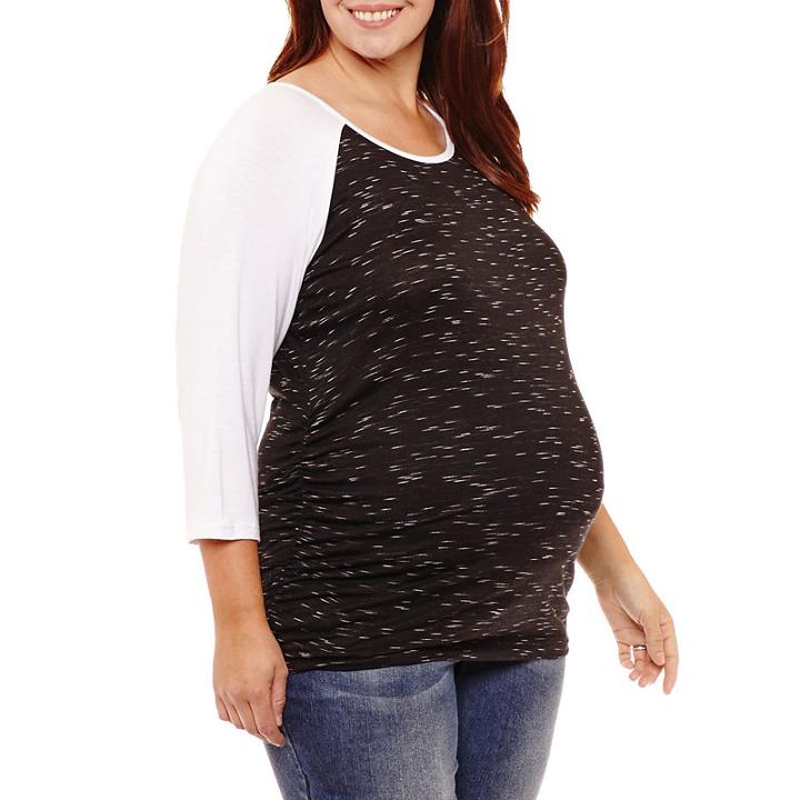 Planet Motherhood 3/4 Sleeve Scoop Neck T-shirt-plus