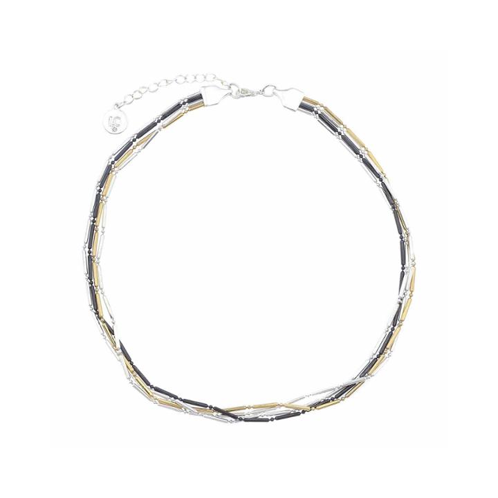 Liz Claiborne Hematite 4-row Bar Chain Necklace