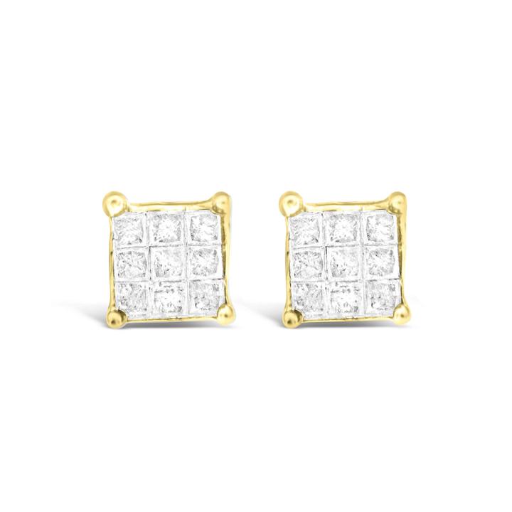 1/4 Ct. T.w. Princess White Diamond 10k Gold Stud Earrings