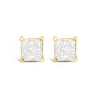 1/4 Ct. T.w. Princess White Diamond 10k Gold Stud Earrings