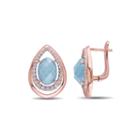 Genuine Chalcedony And White Topaz Rose Gold Over Silver Earrings