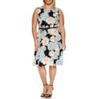 Ronni Nicole Sleeveless Floral Belted Fit & Flare Dress-plus