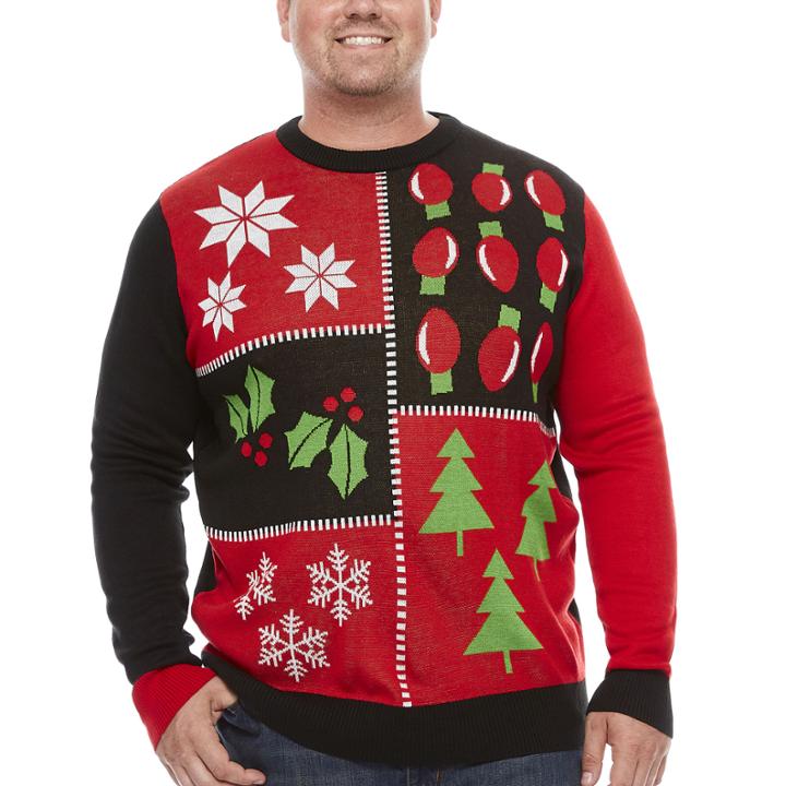 Crew Neck Long Sleeve Acrylic Pullover Sweater Big And Tall
