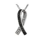 1/4 Ct. T.w. White And Color-enhanced Black Diamond Sterling Silver Pendant Necklace