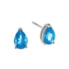 Pear-shaped Genuine Blue Topaz 14k White Gold Earrings