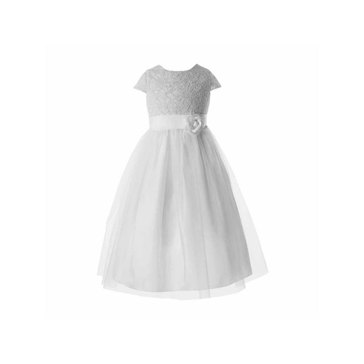 Keepsake Short Sleeve Sparkle Lace Bodice With Tulle A-line Dress Plus