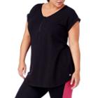 Rainbeau Curves Bel-air Zip Front Top With Rolled Sleeves - Plus