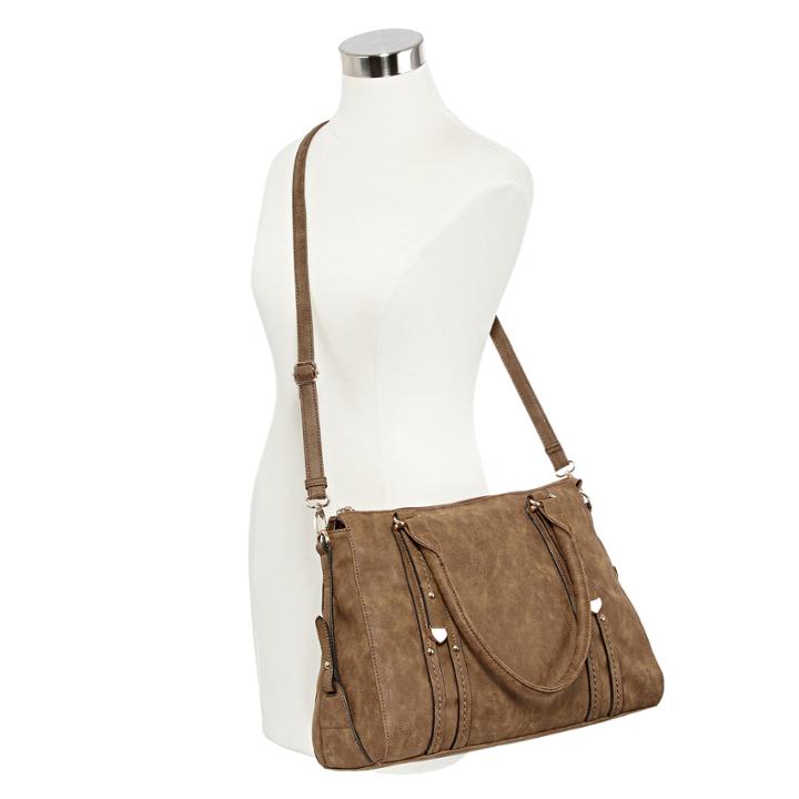 Louis Cardy Metal Tab Detailed Double Handle Satchel
