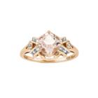 Cushion-cut Genuine Morganite And Diamond-accent 14k Rose Gold Ring