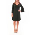 Nina Leonard Bell Sleeve And Lace Dress