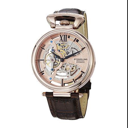 Sthrling Original Mens Rose-tone Dial Skeleton Automatic Watch