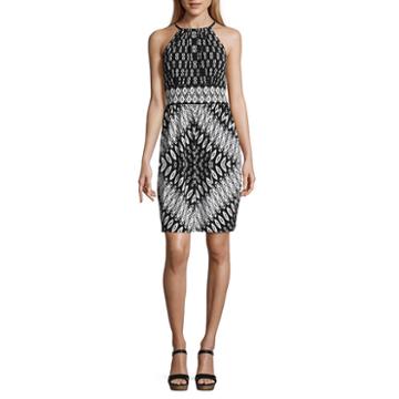 London Times Sleeveless Diamond A-line Dress-petites