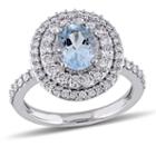 Womens Genuine Blue Aquamarine 14k Gold Engagement Ring