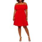 B. Darlin Short Sleeve Fit & Flare Dress-plus