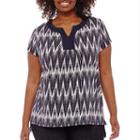 Liz Claiborne Split-neck Extended Shoulder Tee - Plus