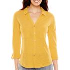 Liz Claiborne Long-sleeve Button-front Knit Shirt - Tall