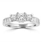 Love Lives Forever Womens 1 1/2 Ct. T.w. Multi-shape White Diamond 14k Gold 3-stone Ring