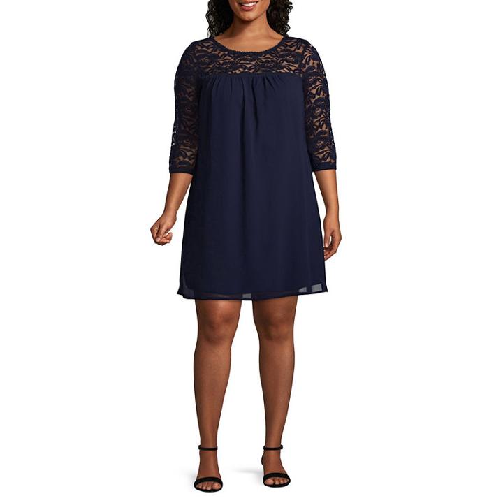 Secret Charm Long Sleeve Sheath Dress-plus