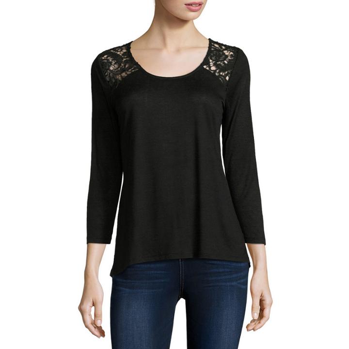 I Jeans By Buffalo 3/4 Sleeve Lace Back Top