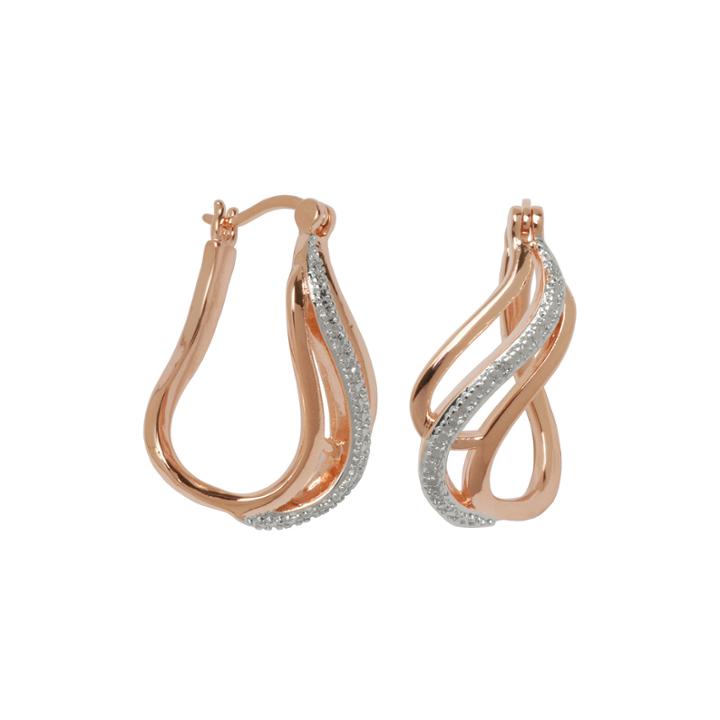 Classic Treasures&trade; Diamond Accent Rose-tone 3-row Hoop Earrings