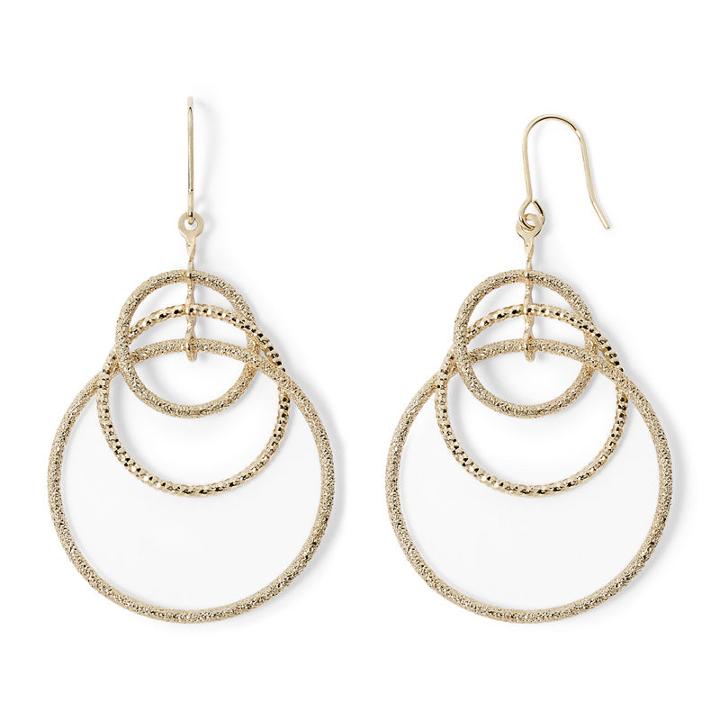 Bold Elements&trade; Gold-tone Triple-hoop Chandelier Earrings