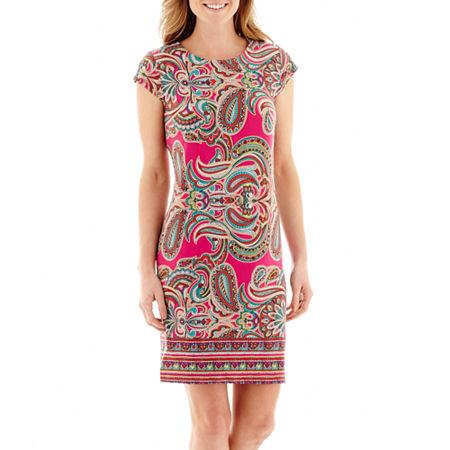 R & K Originals Cap-sleeve Paisley Print Shift Dress