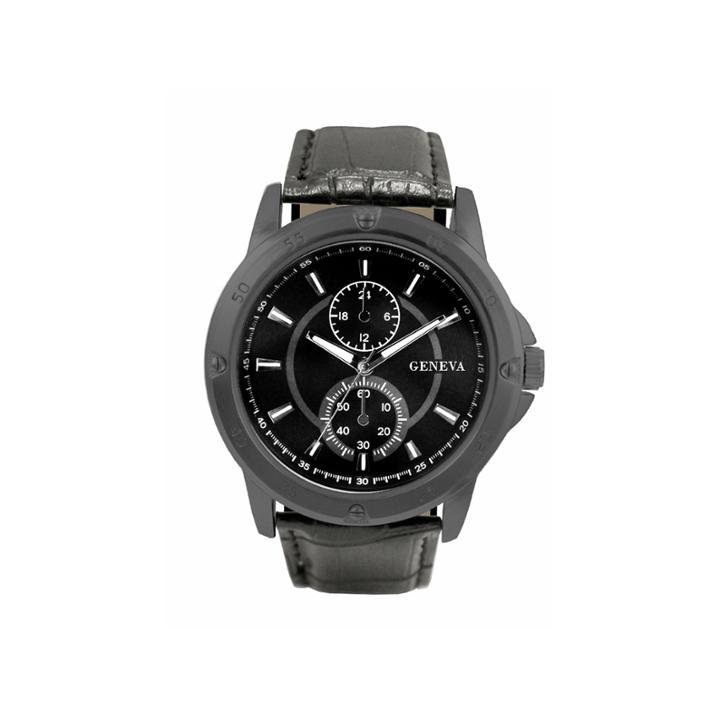 Geneva Mens Black Strap Watch