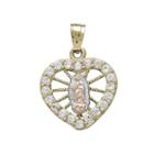 Tesoro&trade; Cubic Zirconia 14k Tri-color Gold Our Lady Of Guadalupe Heart Pendant