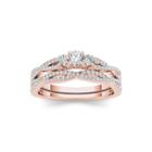 1/2 Ct. T.w. Diamond 14k Rose Gold Crossover Bridal Ring Set