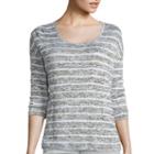 Liz Claiborne 3/4-sleeve Striped Top - Tall