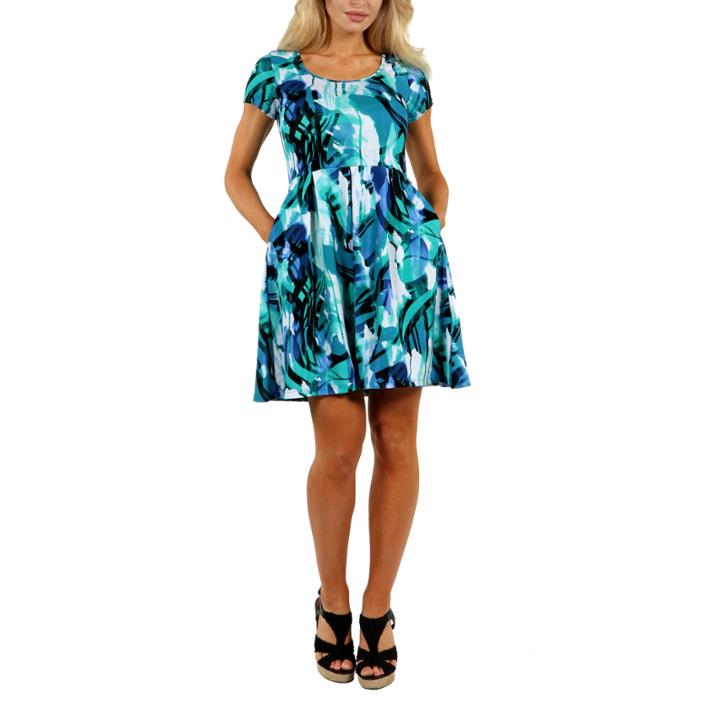 24/7 Comfort Apparel Summer Reef Fit & Flare Dress